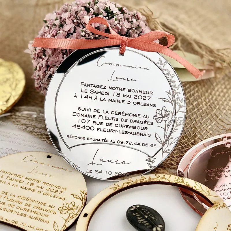 Faire-part Anneau miroir, Plexi & Save-the-Date