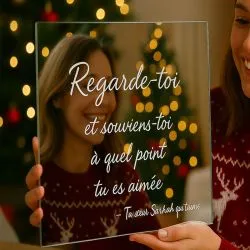 Miroir gravé personnalisé – Cadeau de Noël familial