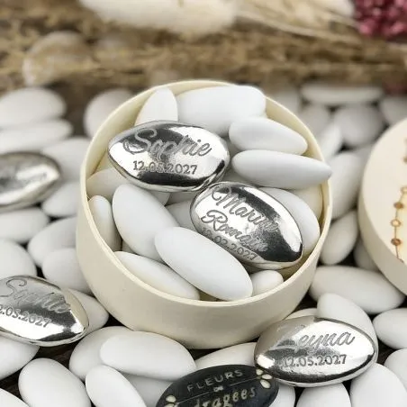 Dragées mariage Argent personnalisée 250gr