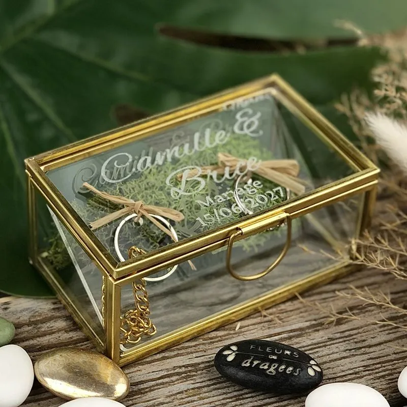 Coussin alliances Personnalisée - Coffret verre