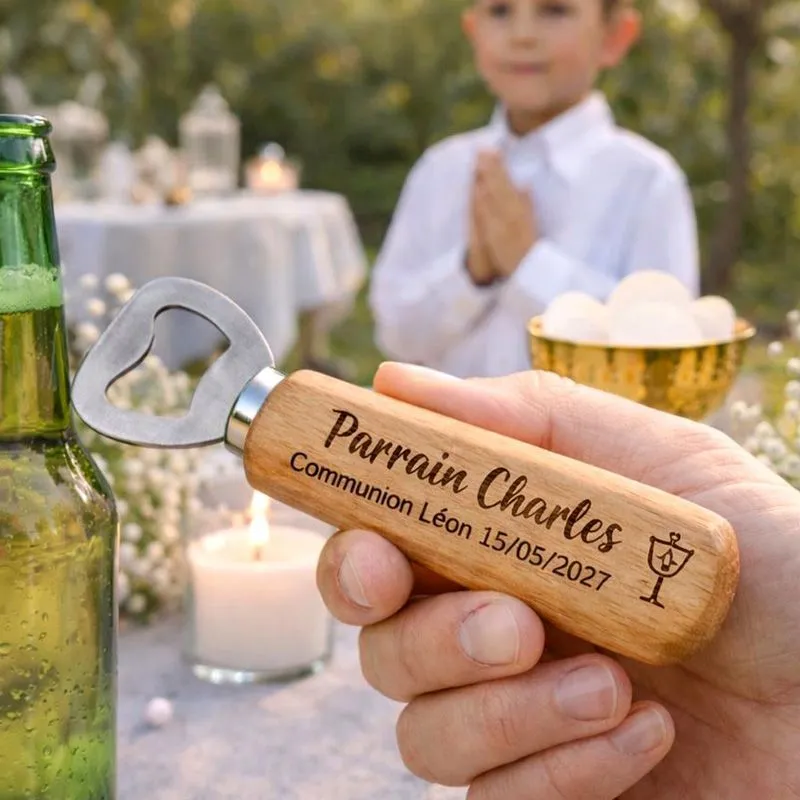 Décapsuleur ouvre bouteille Personnalisé - Cadeau parrain communion