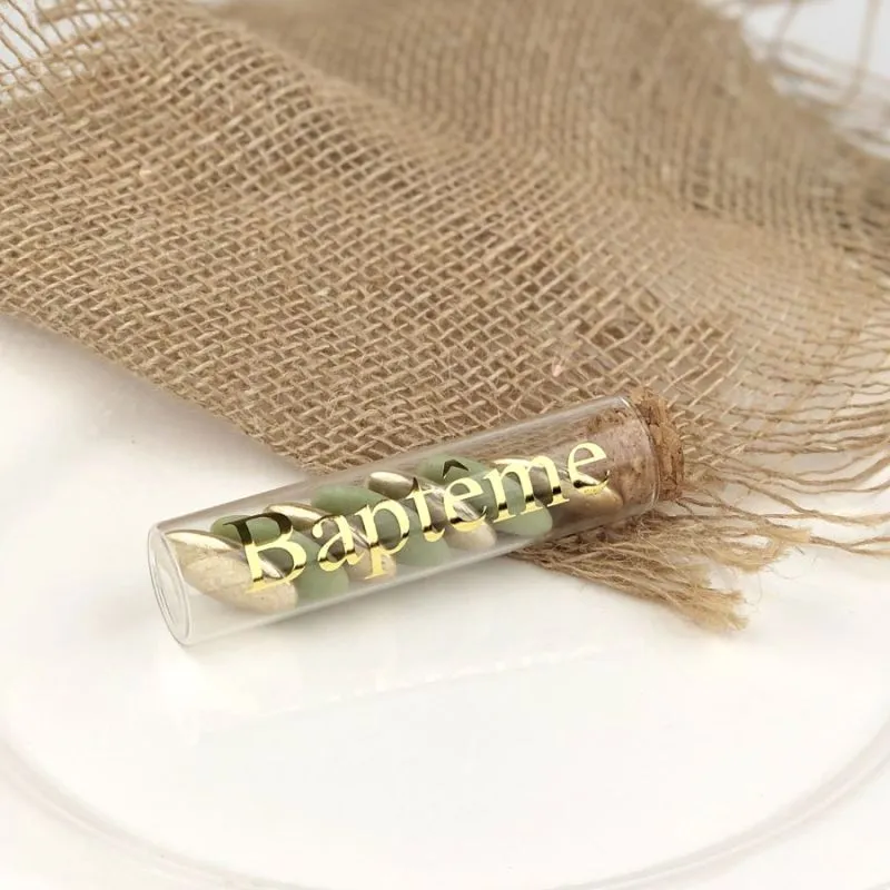 12 Eprouvettes à dragées Baptême Or