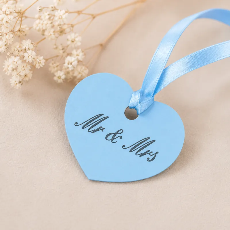 12 étiquettes Coeur Bleu