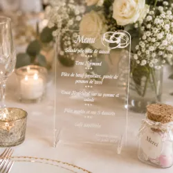 menu plexi gravé