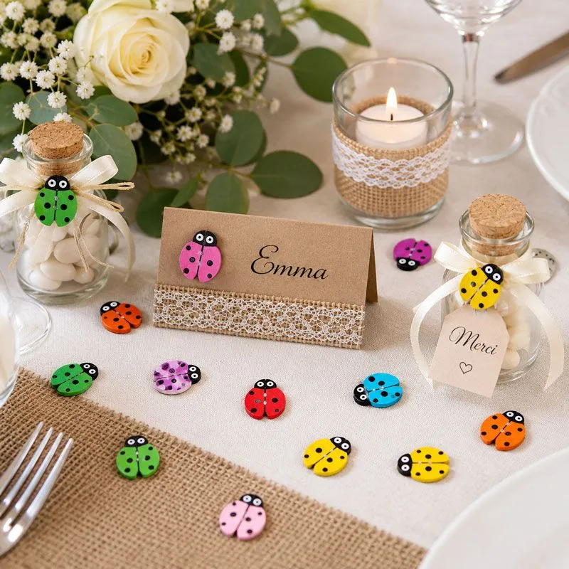 lot de 24 coccinelle en bois toute couleurs