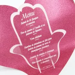 Menu gravé mariage Main