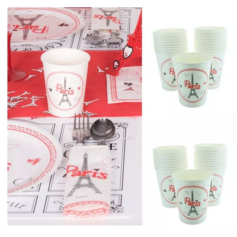 10 assiettes jetables carton tour Eiffel