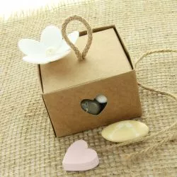 Boite dragées Kraft fenêtre Coeur (lot 10)