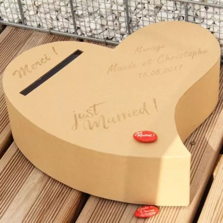 Urne personnalisée mariage - Coeur Kraft