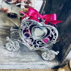 Boite dragées Carrosse plexi - Argent