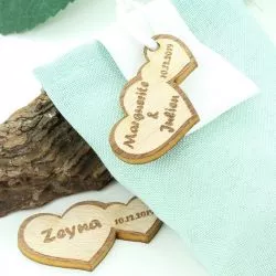 Etiquettes dragées bois Coeur (lot de 11)