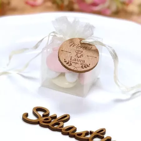 Sachet cube organza dragées Créme (Lot de 12) Sachet cube organza dragées Créme (Lot de 12)