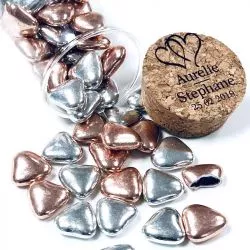 Mini coeur chocolat mélange Rose gold et Argent