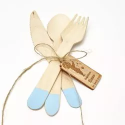 ménagère en BOIS X18 imprimé Bleu