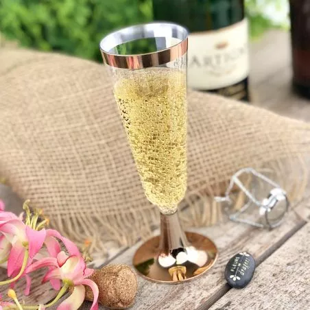 Flûte champagne plastique Réutilisable Rose Gold 18cl (6psc)