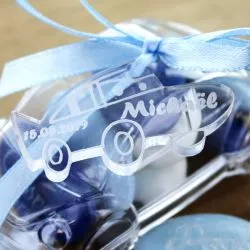 Étiquette dragées Plexi bapteme Voiture
