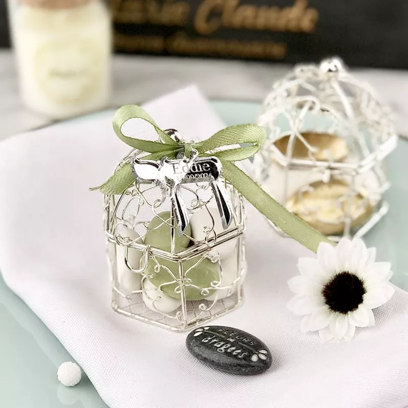 Contenant Mini cage oiseau - Argent